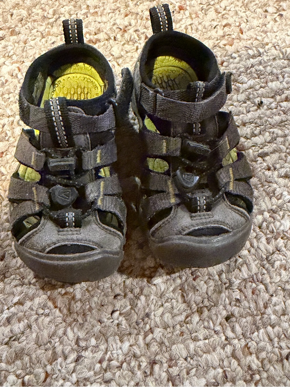 Keen Kids Gray Sandals with Lime Accents